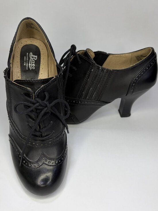 G.H. Bass & Co. Shoes - GH Bass Black Heeled Size 7 Wingtip Ankle Boot Oxford Women's Tie Vintage Style
